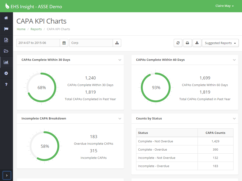 screenshot of EHS Insight